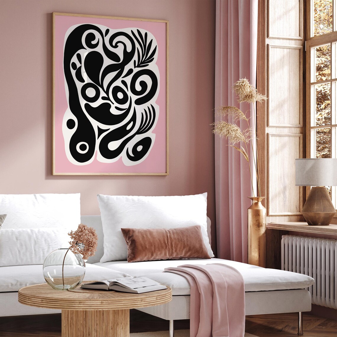 Abstract Black Fluid Line Organic Swirls Bold Blue Art Poster - Image 6