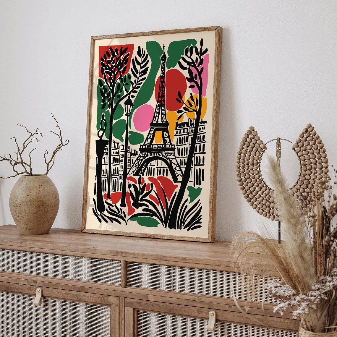 Colorful Eiffel Tower Parisian Street Sunset City Travel Poster - Image 2