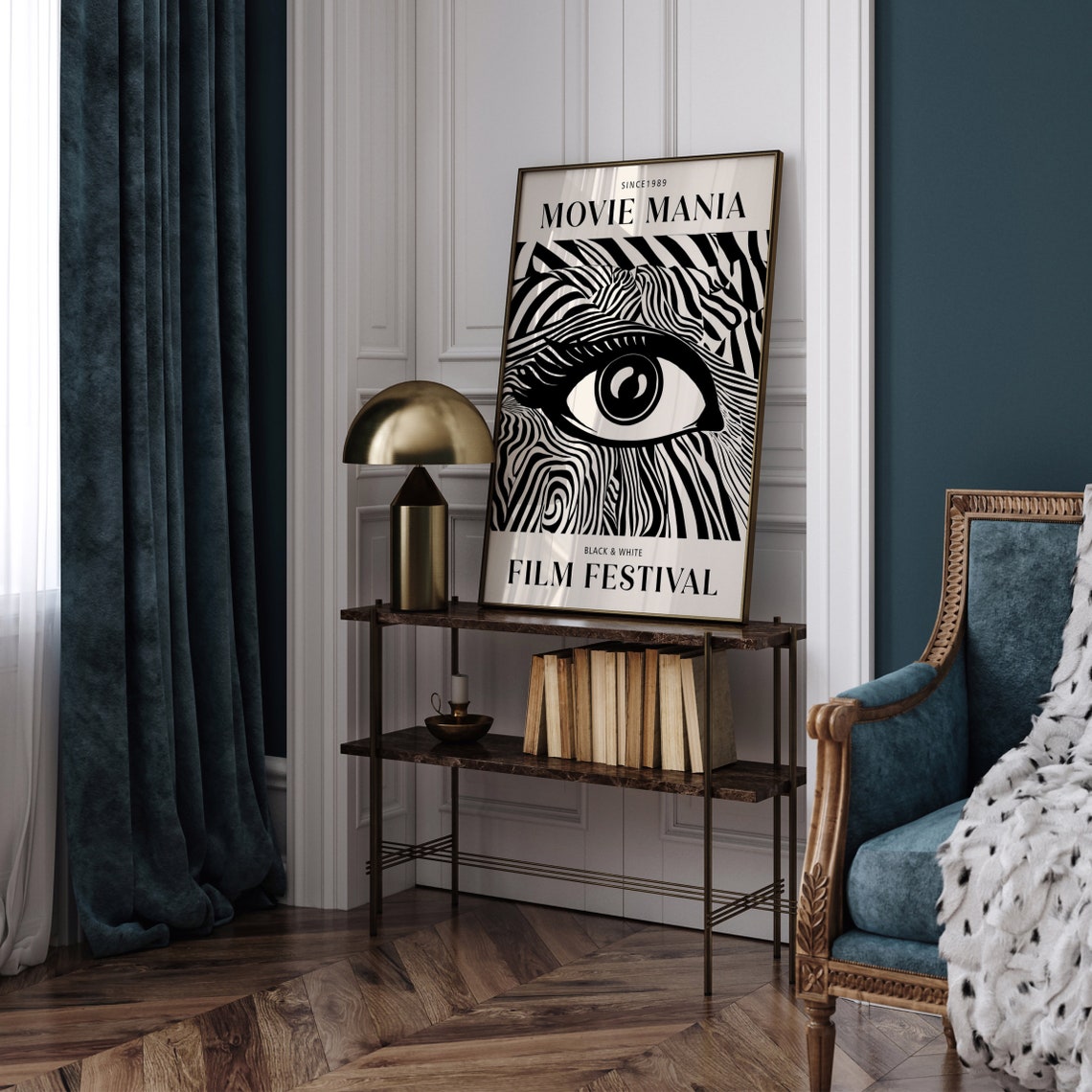 Black And White Film Festival Poster Eye Illustration Zebra Stripes Movie Wall Art Film Festival Movie Mania Movie Fans Modern Art - Image 5