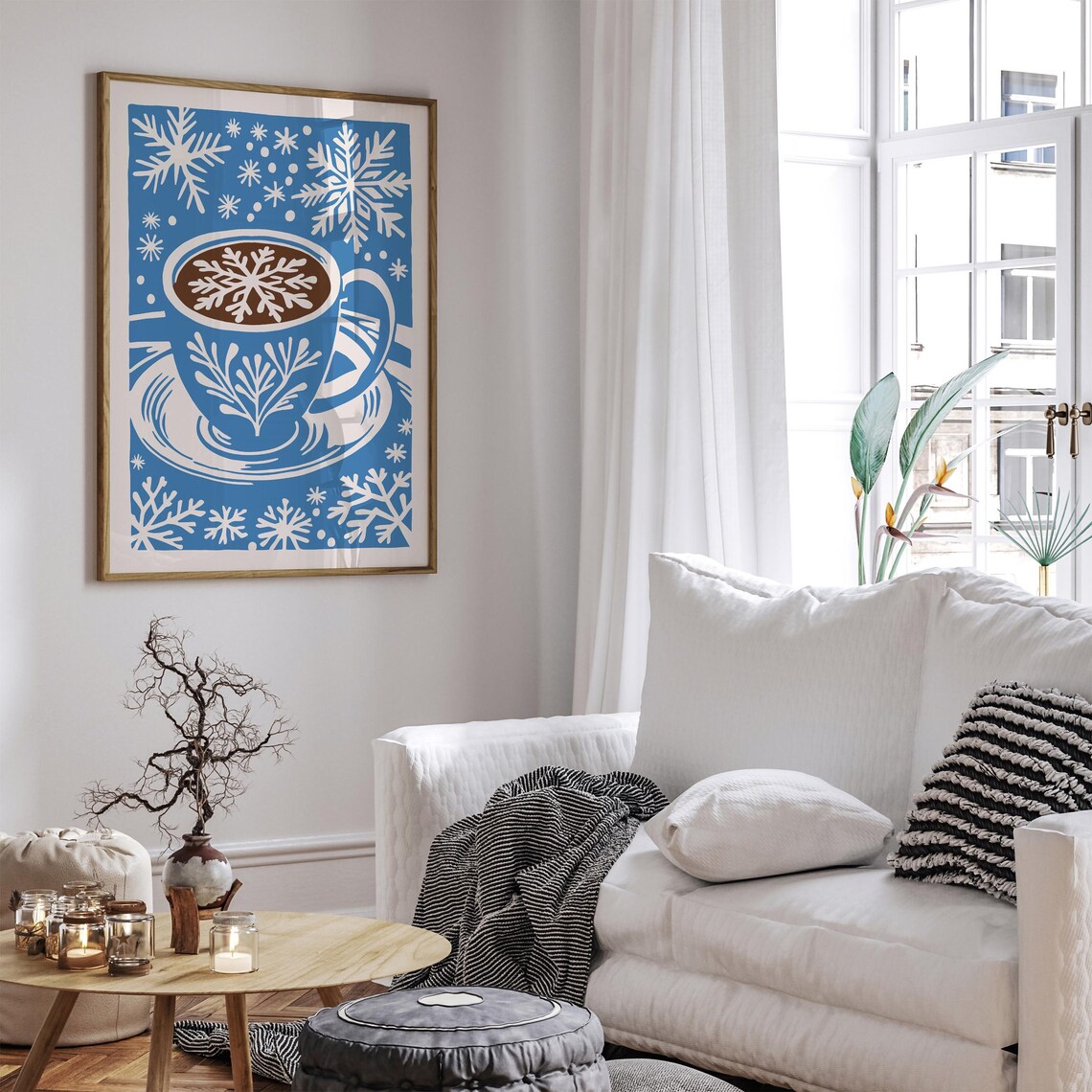 Winter Hot Cocoa Snowflake Cup Cozy Scandinavian Holiday Poster - Image 6