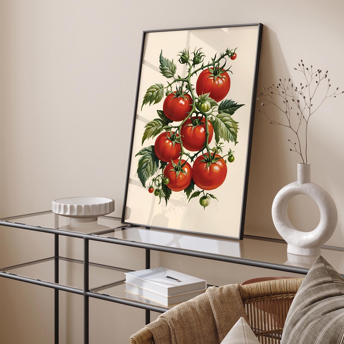 Vintage Red Tomato Vine Botanical Illustration Kitchen Decor Poster - Image 4