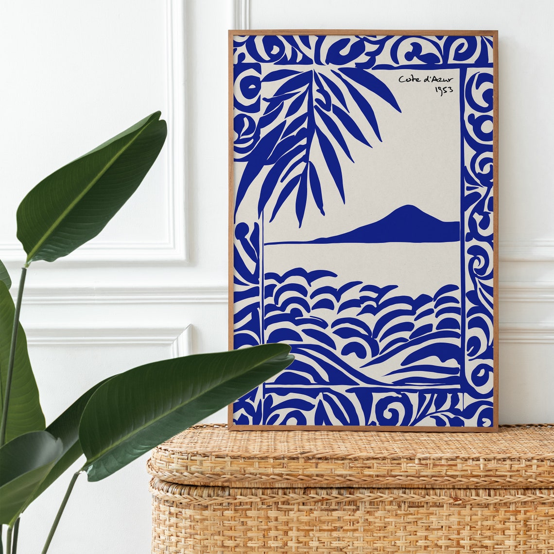 Blue Indigo Cote Dazur Poster French Riviera Print Vintage French Wall Art Travel Poster Print Honeymoon Gift 24x36 20x30 Minimalist - Image 5