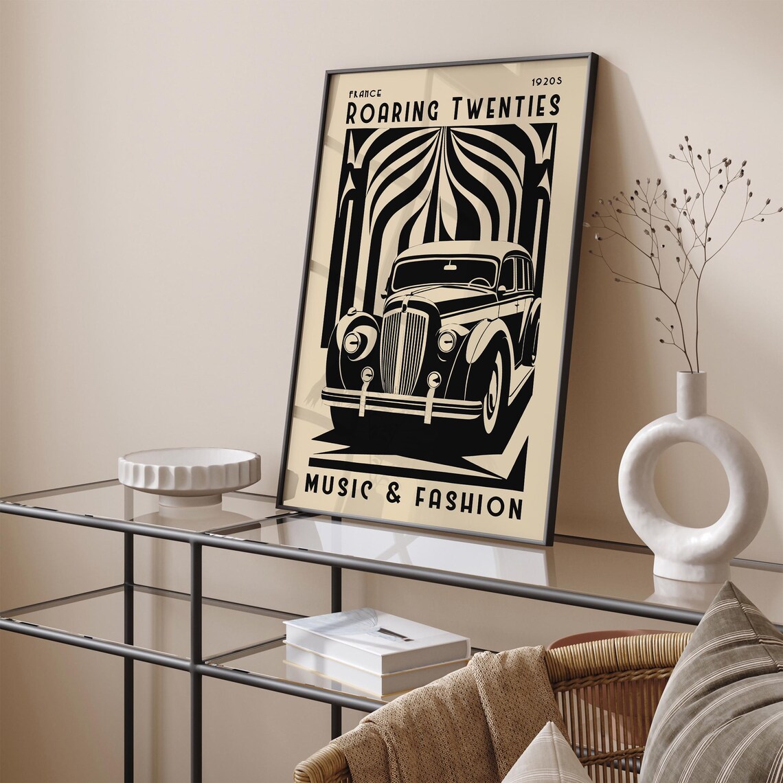 Roaring Twenties France 1920s Vintage Car Music Fashion Poster - Image 4