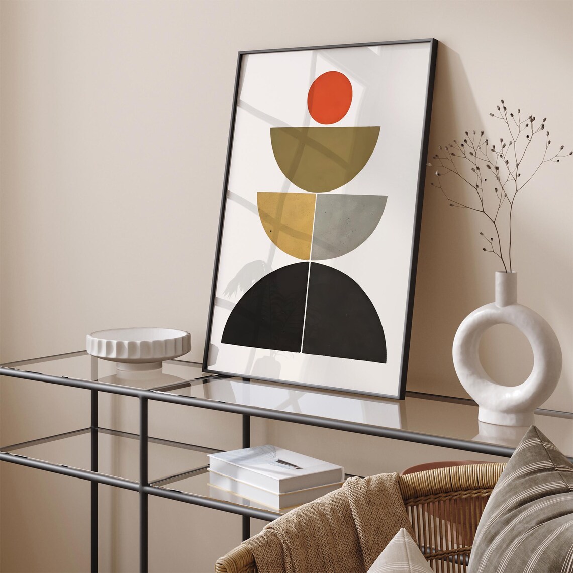 Warm Minimalist Earth Tone Geometric Half Circles Modern Poster - Image 4