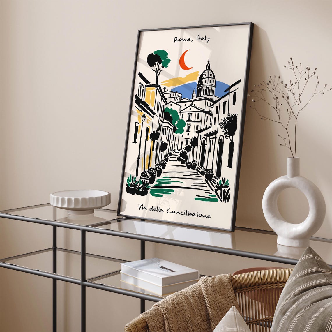 Rome Italy Street Scene Poster Via Della Conciliazione Art Print Vintage Travel Decor Italian Cityscape Wall Art Airbnb Home Decoration - Image 5