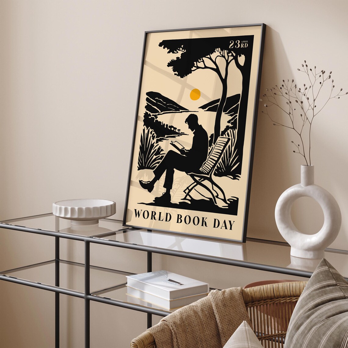 World Book Day Reader by the Lake Silhouette April 23 Poster - Image 4