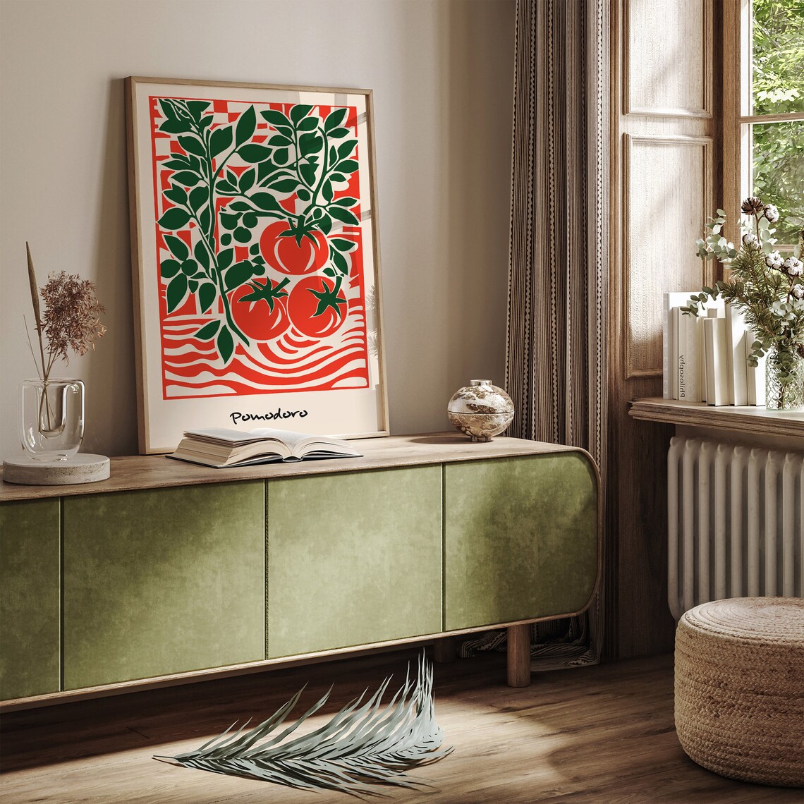 Pomodoro Italian Tomato Vine Red Green Retro Style Kitchen Poster - Image 3