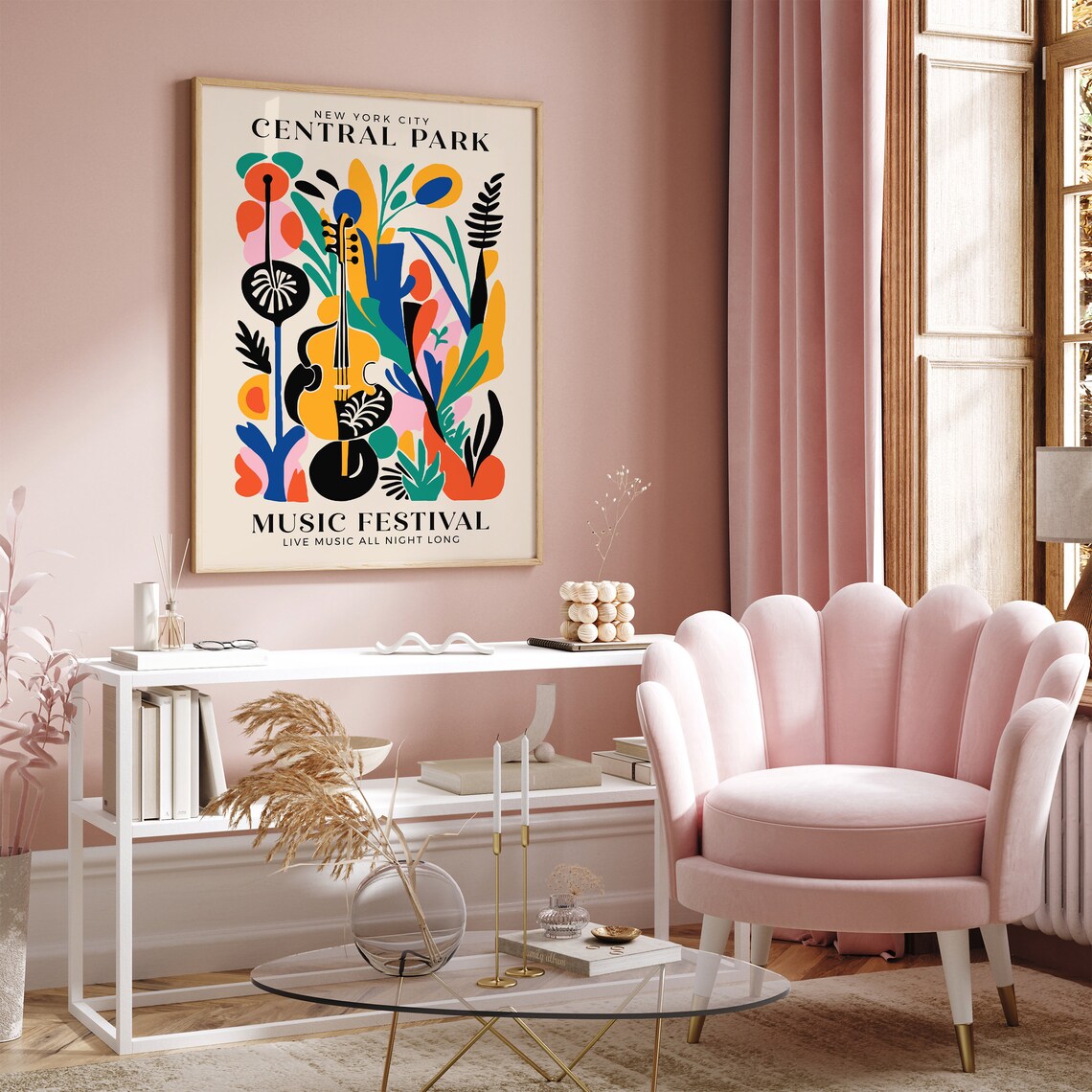 Central Park Music Festival New York City Violin Floral Poster - Image 5