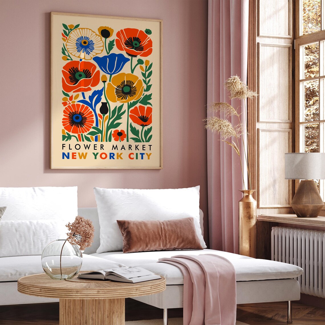 Flower Market New York City Colorful Poppy Botanical Art Poster - Image 4