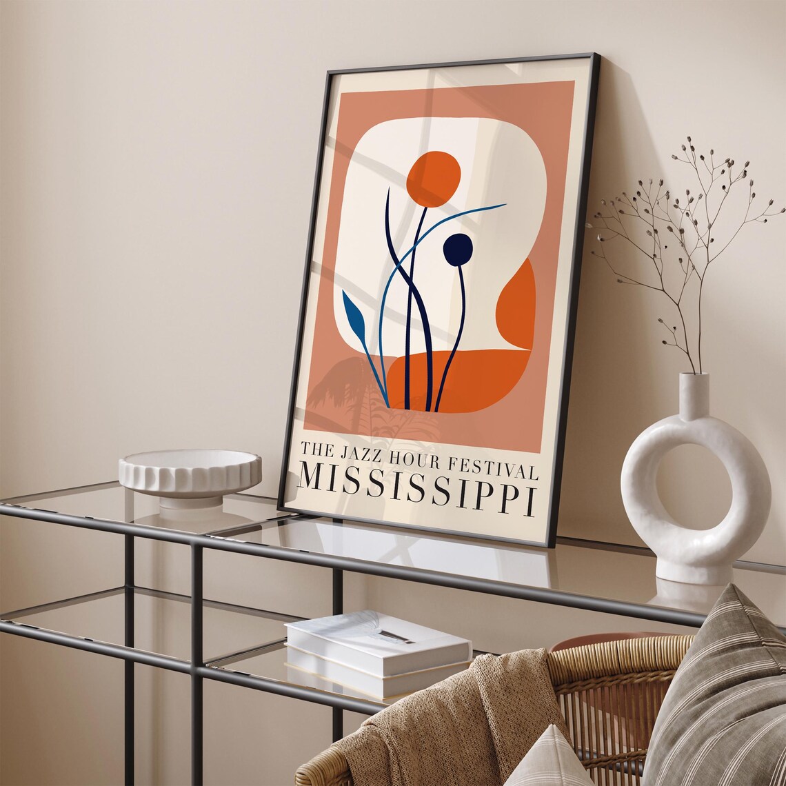 The Jazz Hour Festival Mississippi Terracotta Abstract Art Poster - Image 5