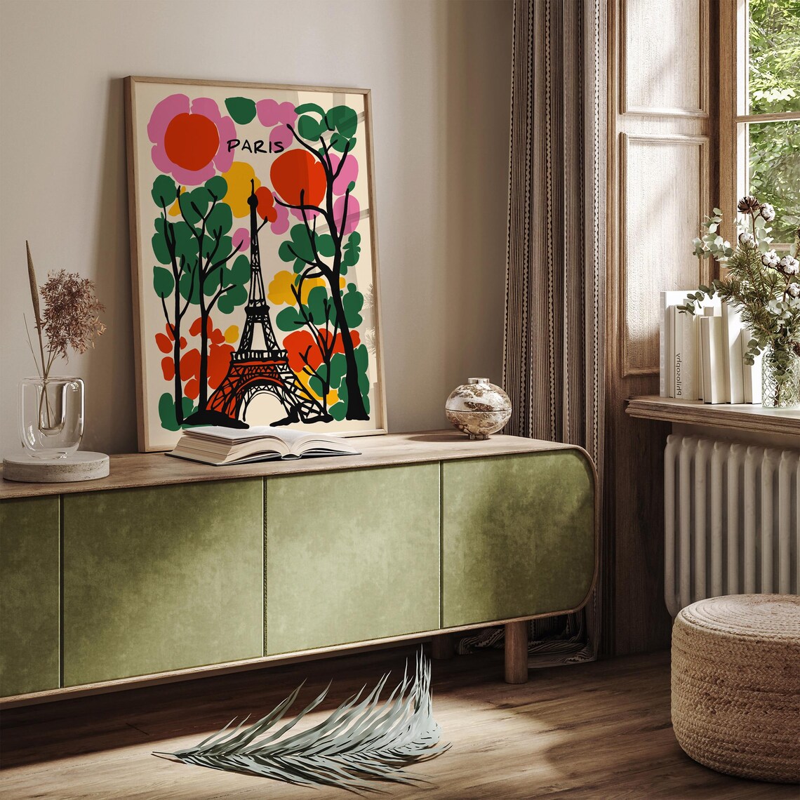 Paris Eiffel Tower Floral Trees Colorful French Travel Art Poster - Image 4