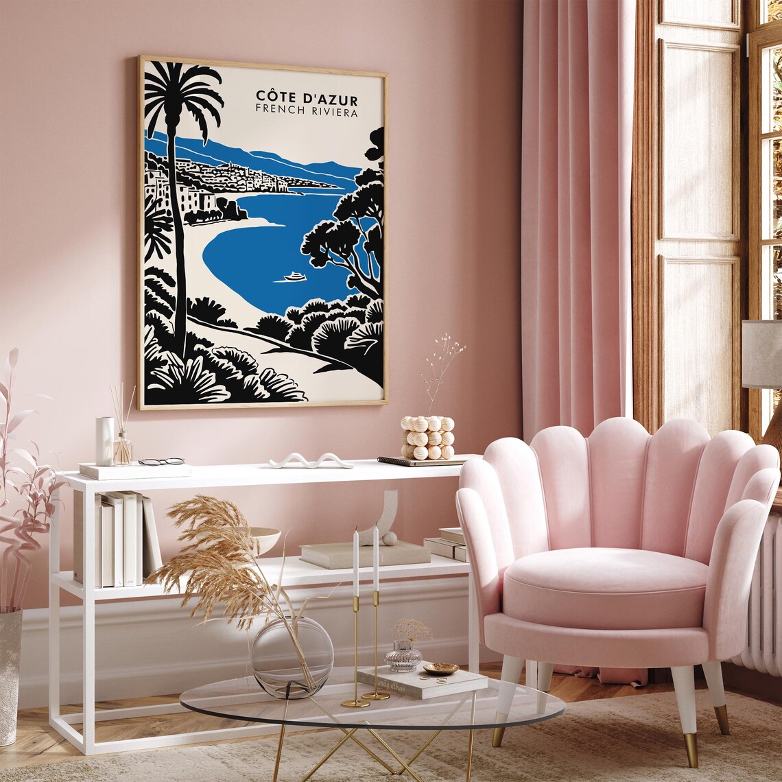 Côte d'Azur French Riviera Blue Bay Palm Trees Travel Poster - Image 2