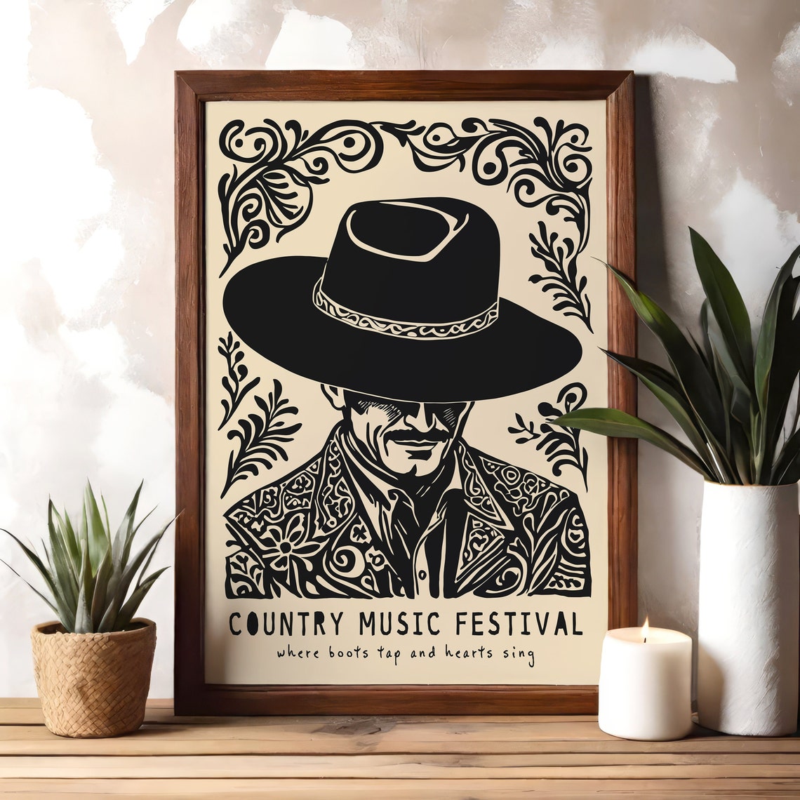 Country Music Decor Music Poster Print Music Gift Country Print Music Room Decor Cowboy Poster Vintage Country Print Americana Howdy
