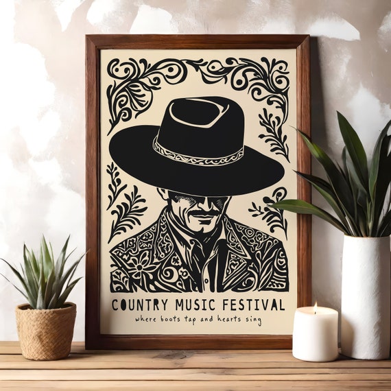 Country Music Decor Music Poster Print Music Gift Country Print Music Room Decor Cowboy Poster Vintage Country Print Americana Howdy