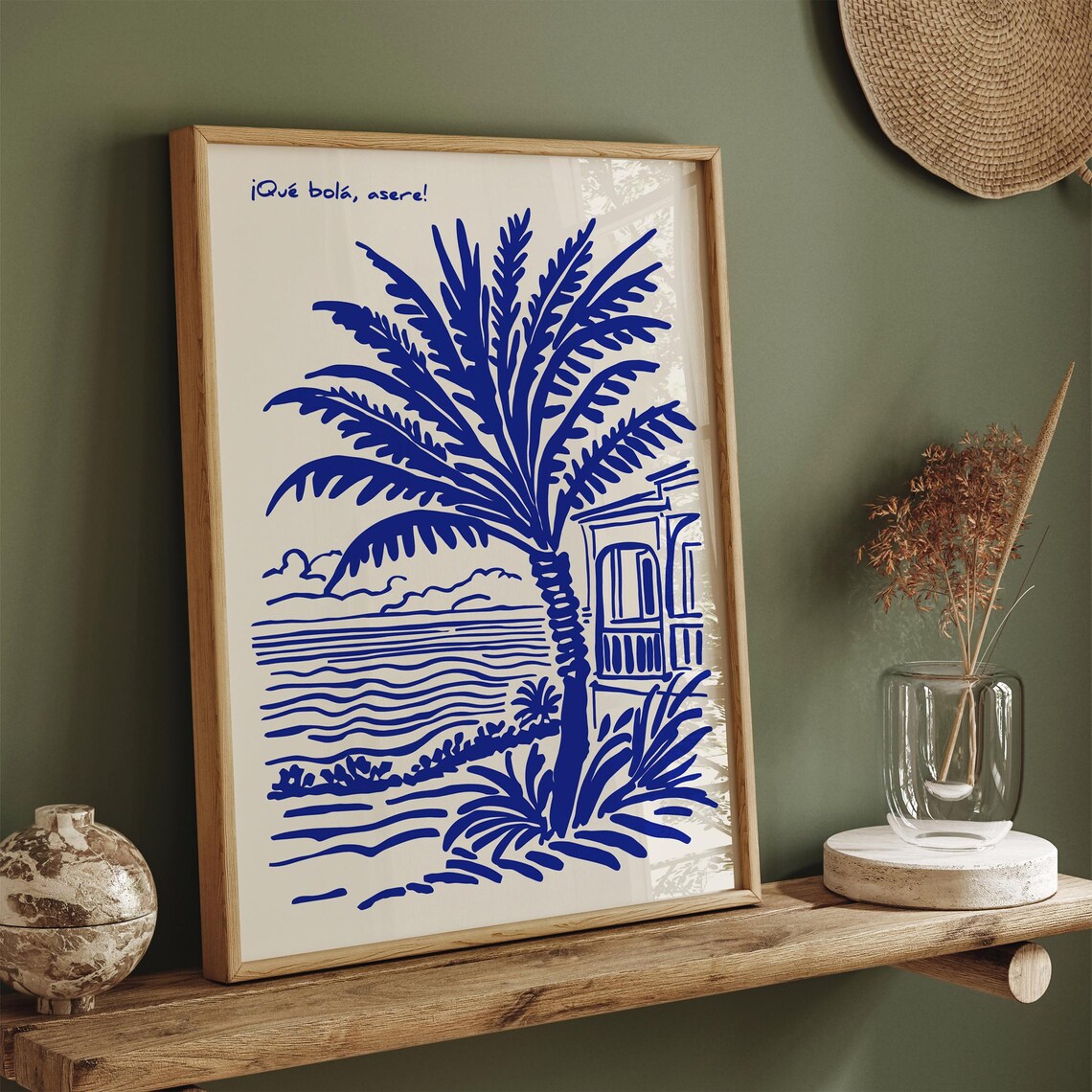 Cuban Que Bola Asere Palm Tree Tropical Caribbean Beach Scene Poster