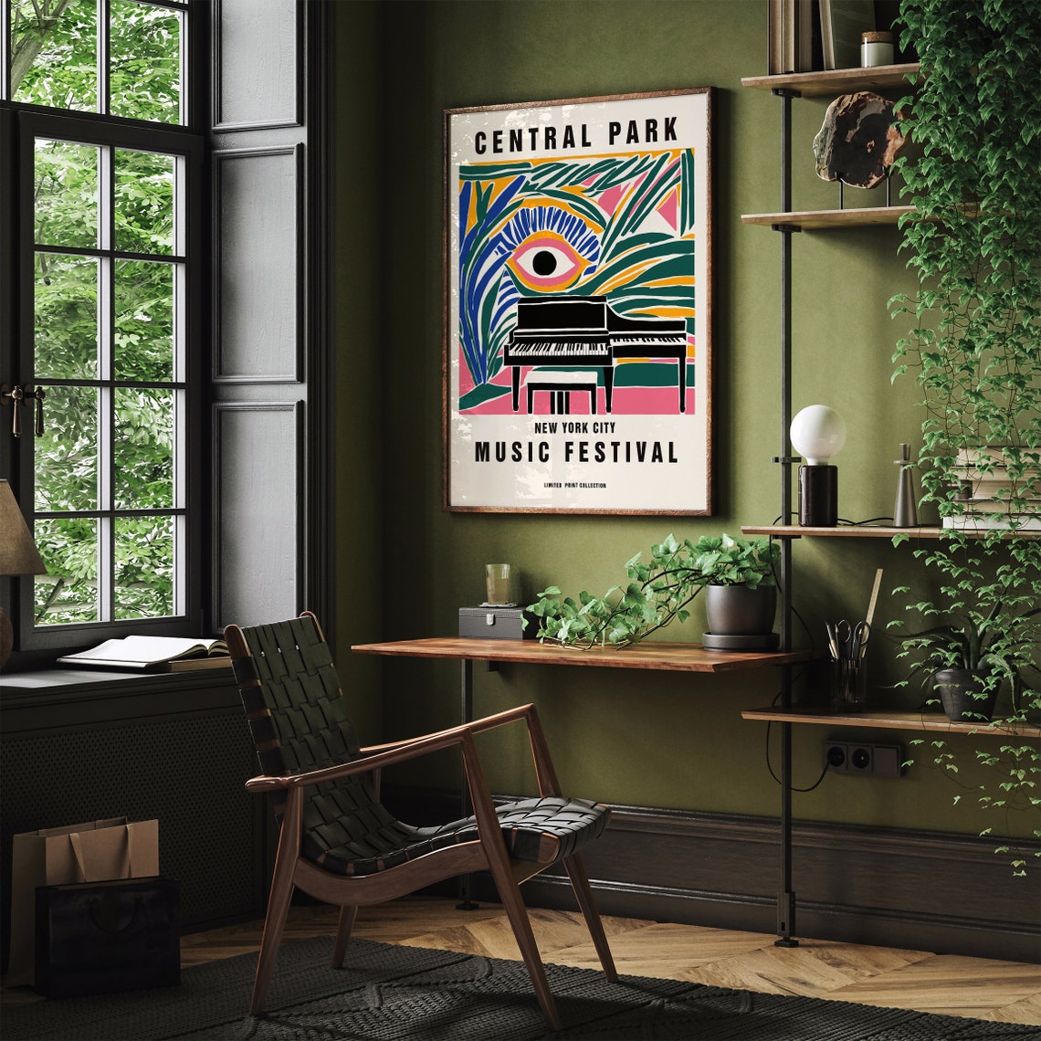 Central Park New York City Music Festival Poster Summer Music Festival In Nyc Print Retro Wall Art Colorful Wall Art Large 24x36 Prints - Image 3