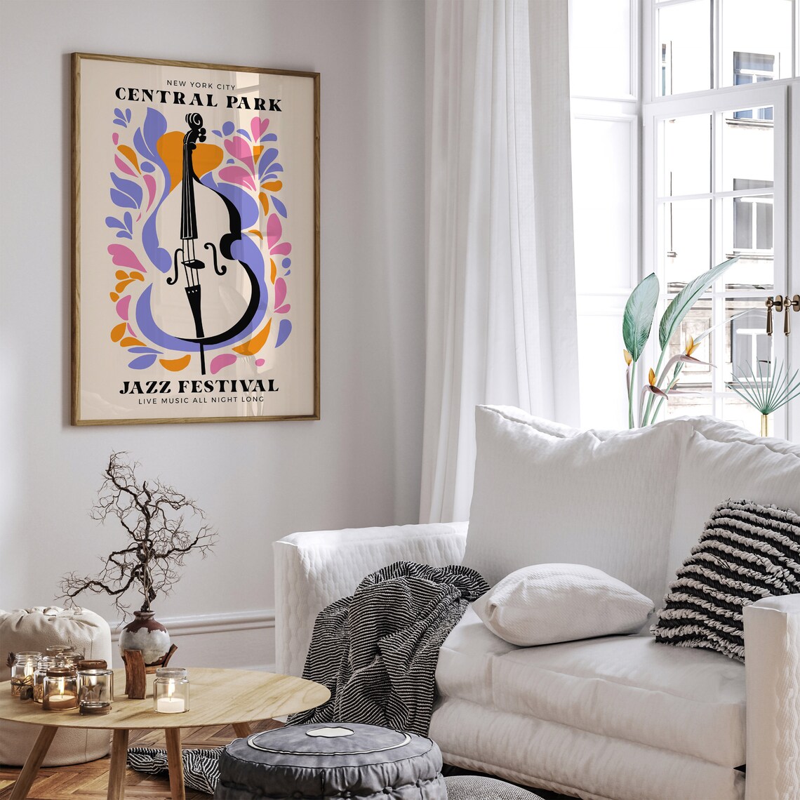 Central Park Jazz Festival Poster New York City Live Music Wall Art Colorful Mid Century Modern Home Decor Unique Gift For Music Lovers - Image 4