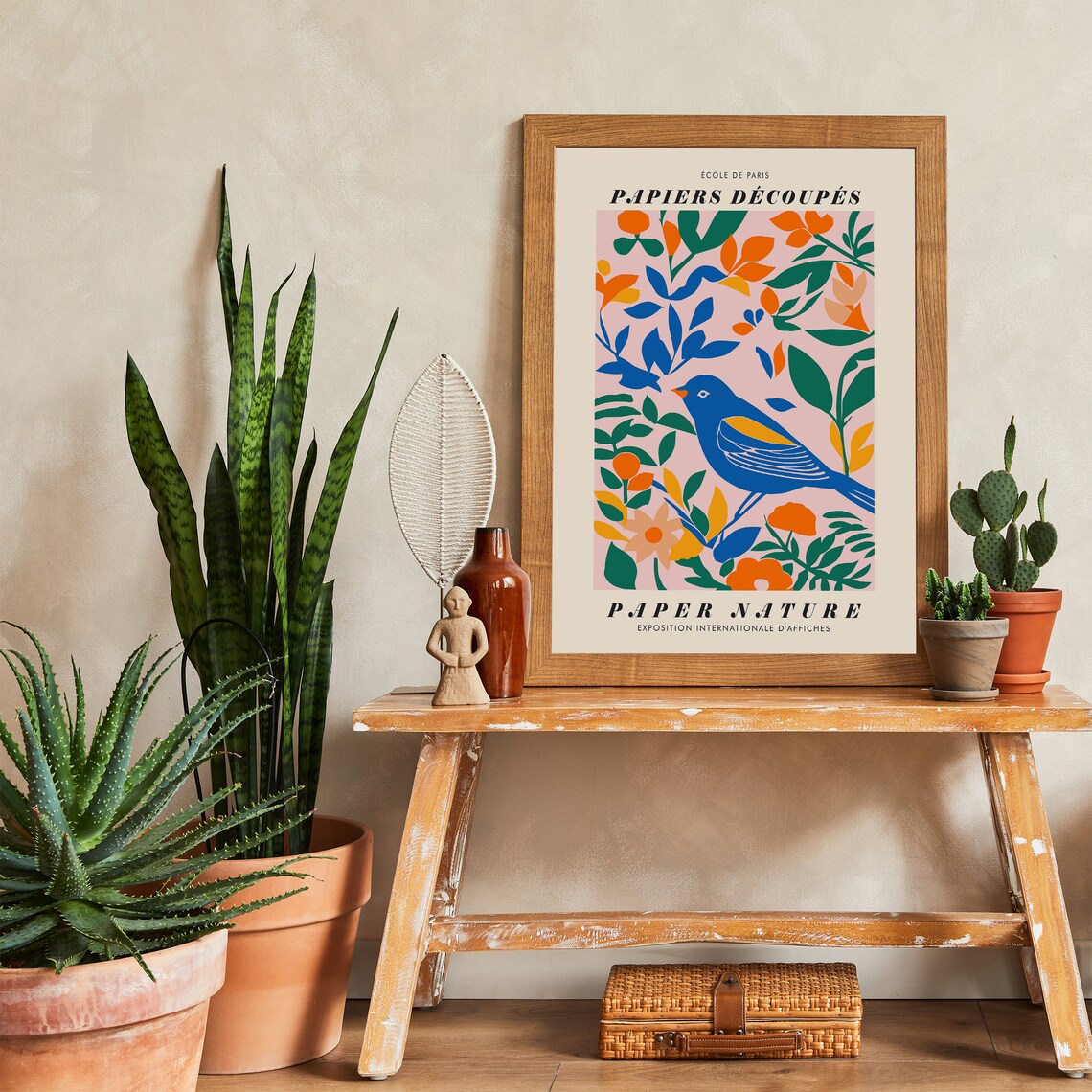 Papiers Decoupes Ecole de Paris Blue Bird Floral Nature Poster - Image 2