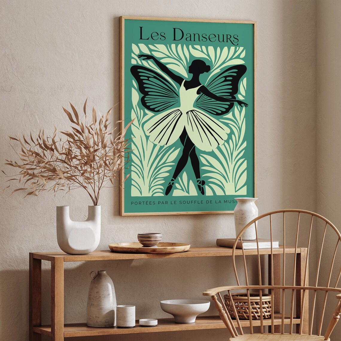 Les Danseurs Green Butterfly Ballerina French Ballet Festival Poster - Image 4