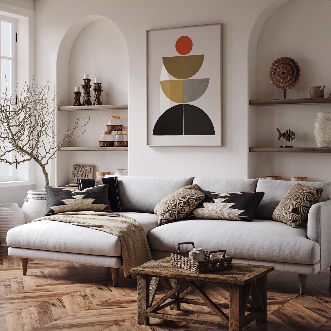 Warm Minimalist Earth Tone Geometric Half Circles Modern Poster - Image 6