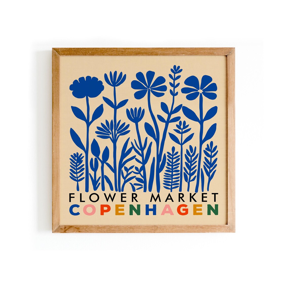 Copenhagen Flower Market Blue Floral Scandinavian Retro Poster - Image 5