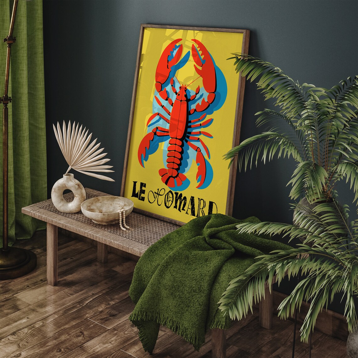 Le Homard Retro Lobster Pop Art Poster with Bold Red and Yellow - Image 4