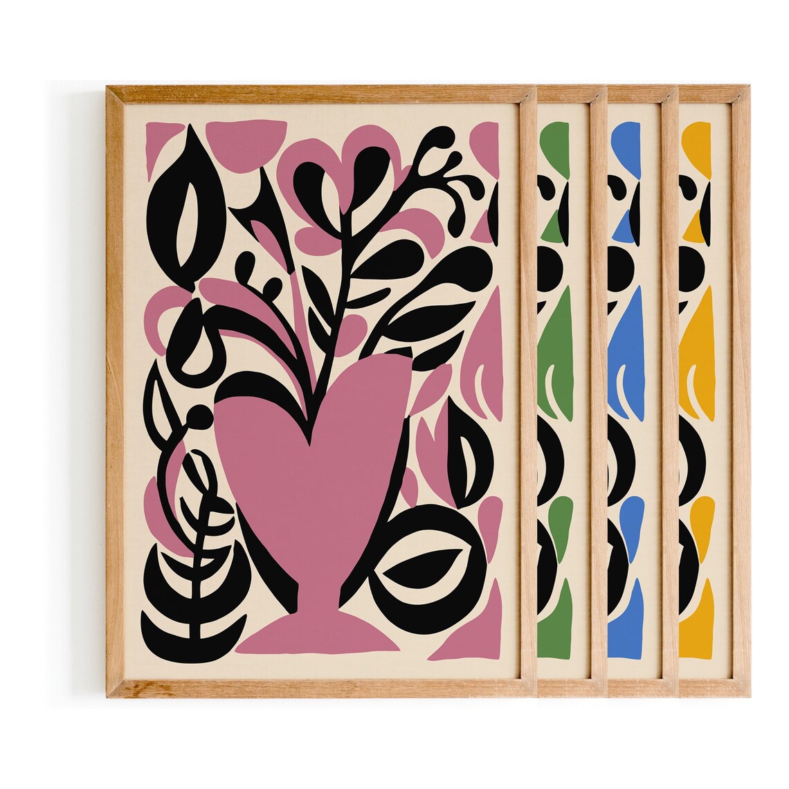 Abstract Matisse Style Botanical Plant in Four Color Variants Poster