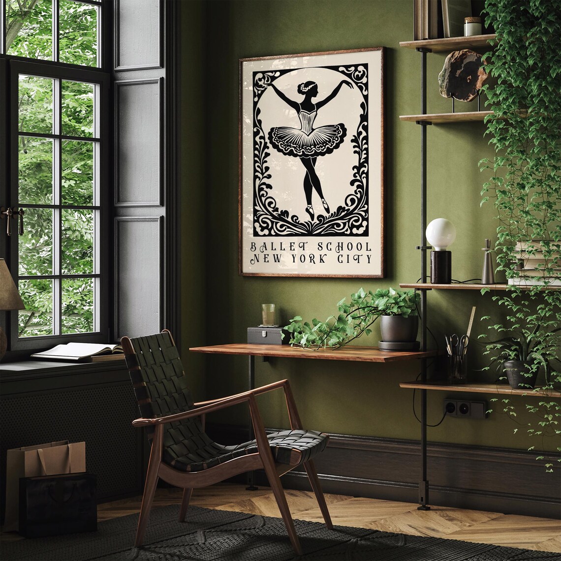 New York City Ballet School Classic Dancer Silhouette Poster - Image 2
