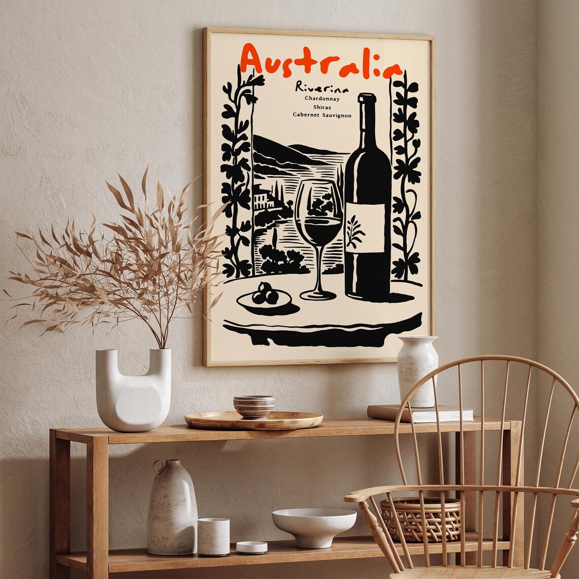 Australia Riverina Wine Region Bottle Glass Vineyard Art Poster - Image 4