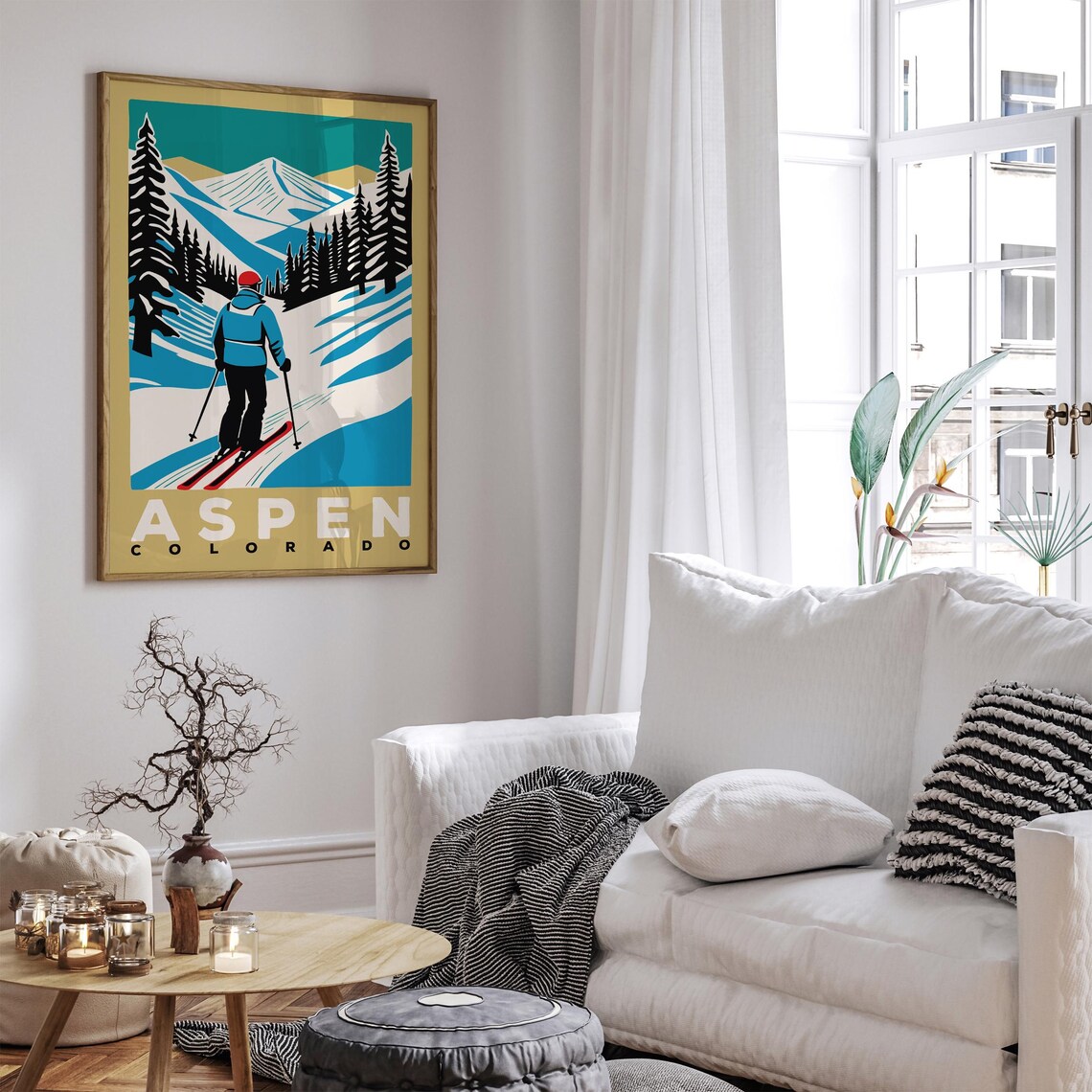 Aspen Colorado Ski Resort Retro Skier Winter Mountain Travel Poster - Image 6