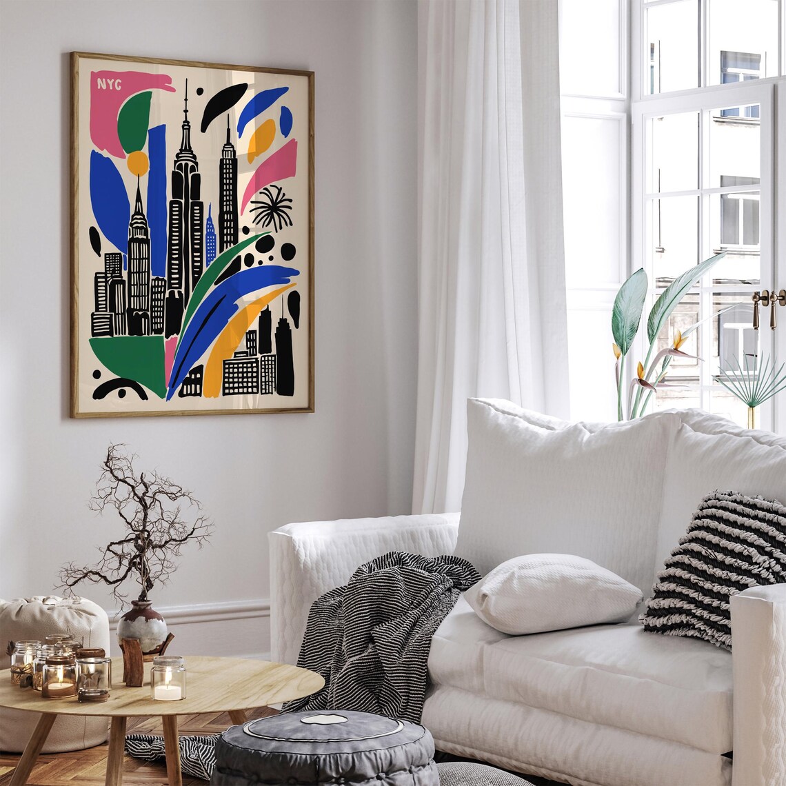 NYC Abstract Colorful Skyline with Empire State Building Poster - Image 4