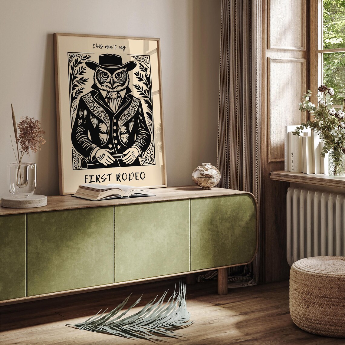 This Ain't My First Rodeo Cowboy Owl Funny Rustic Western Poster - Image 2