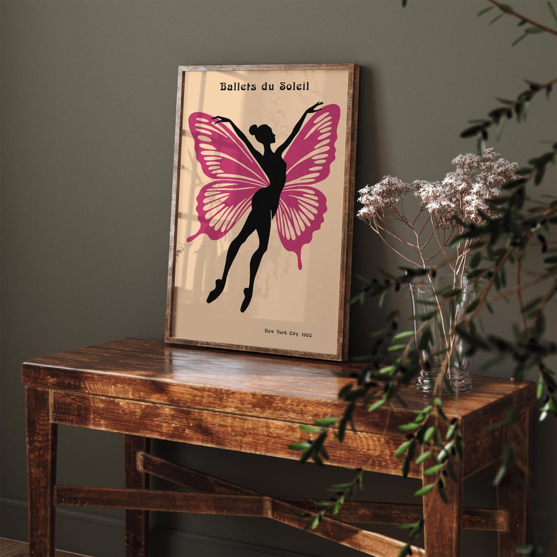 Ballets du Soleil 1993 Poster with Pink Butterfly Wing Ballerina - Image 4