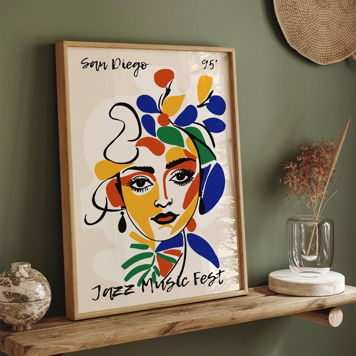 San Diego 95 Jazz Music Fest Abstract Woman Portrait Art Poster - Image 6
