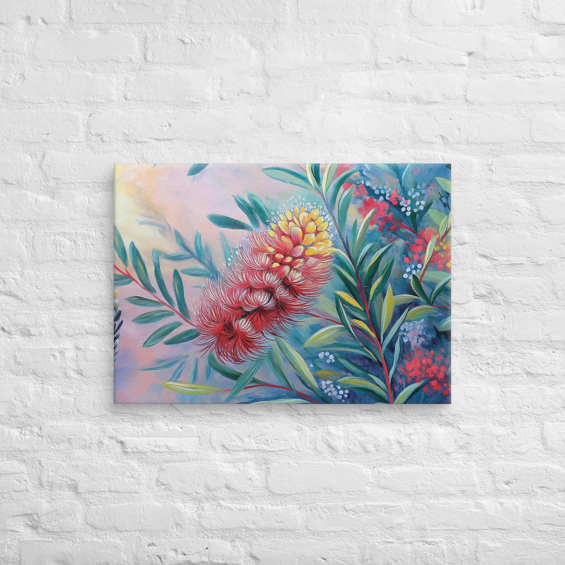 Australian Native Bottlebrush Flowers Colorful Painting Poster - Image 3