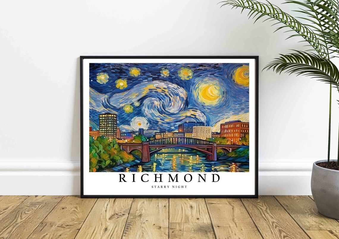 Richmond Starry Night Van Gogh Style Bridge City Poster Home Decor Gift - Image 4