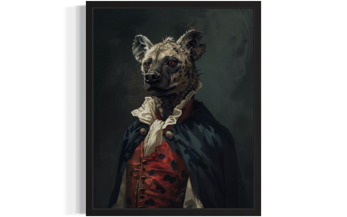 Spotted Hyena With Red Eyes Vampire Aristocrat Gothic Portrait Poster