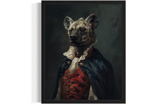 Hyena Vampire Art Print Poster Gothic Original Artwork Hyena Portrait Vintage Prints Decor