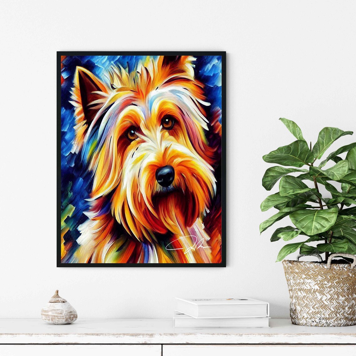 Irish Terrier Dog Colorful Abstract Oil Portrait Fine Art Poster - Image 3