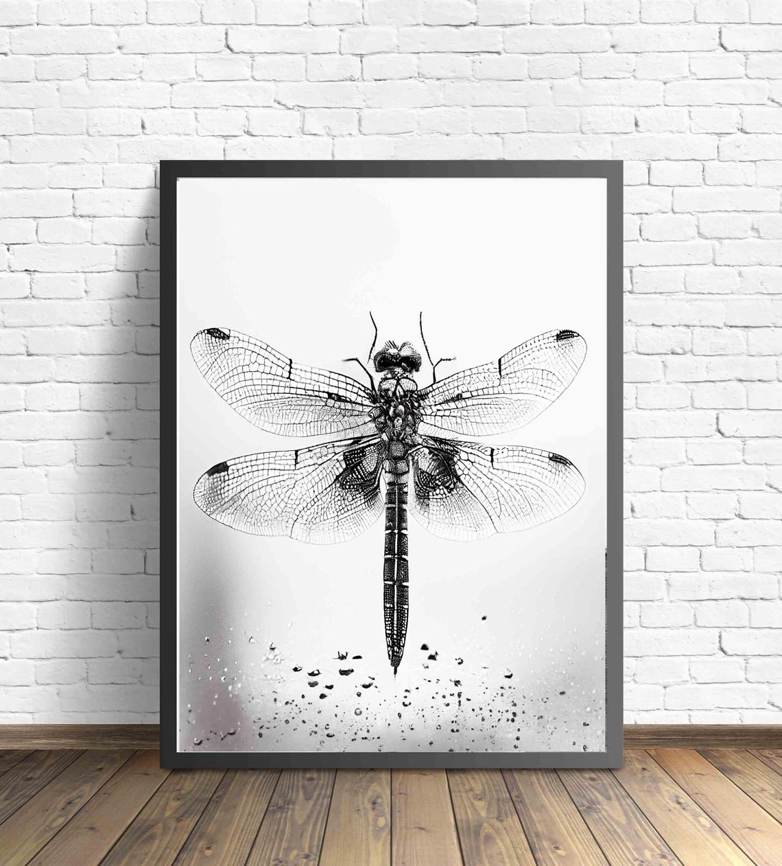 Dragonfly Black And White Animal Art Print Wall Art Poster Original Paint Artwork Artwork Decor - Image 3