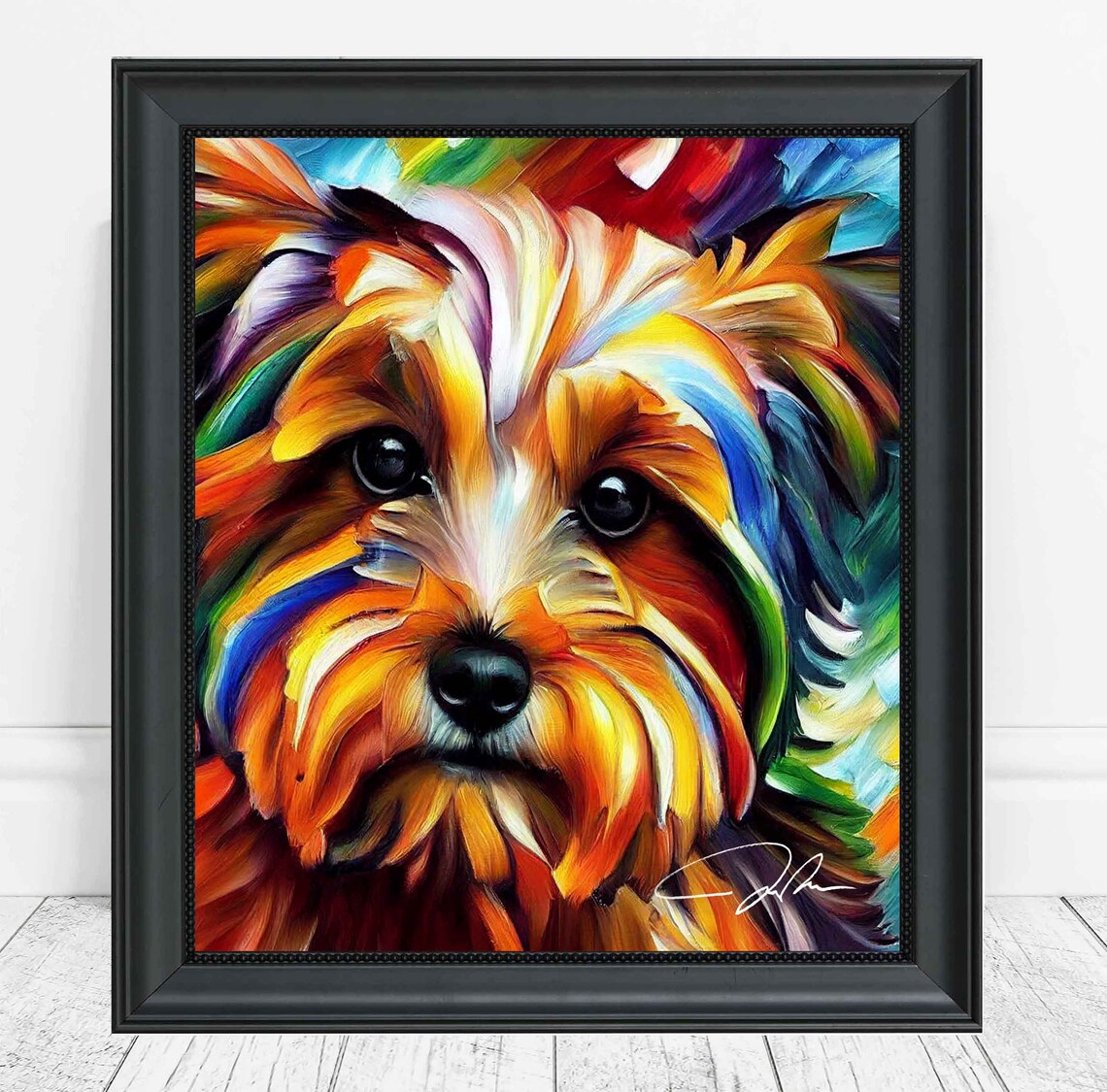 Colorful Scruffy Terrier Dog Portrait Modern Impressionist Poster