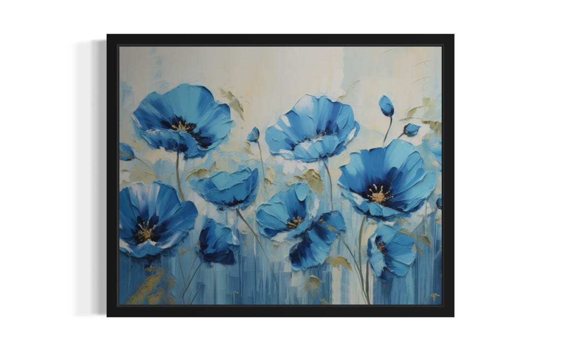 Blue Poppies Abstract Art Print