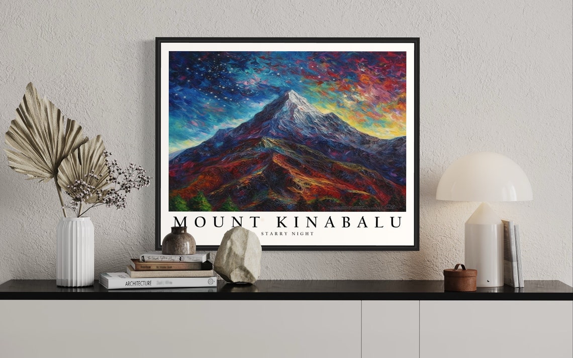 Mount Kinabalu Starry Night Summit Rainbow Sky Night Glow Poster - Image 2