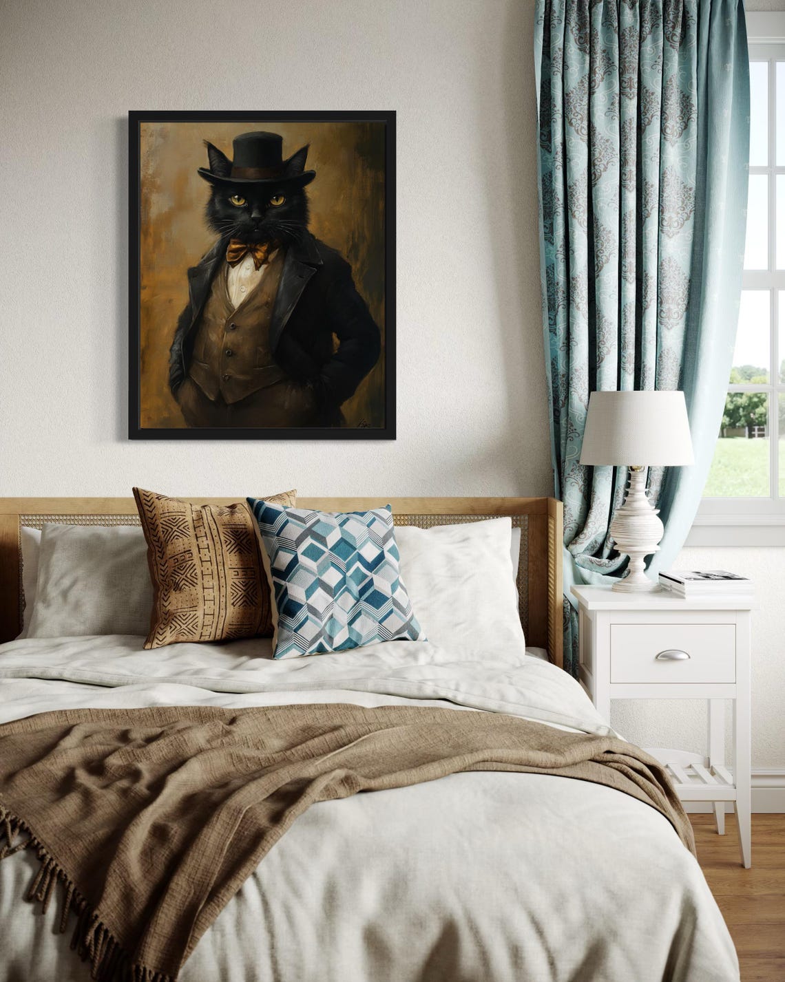 Black Cat Mobster In Top Hat Bow Tie And Vest Oil Painting Poster - Image 2