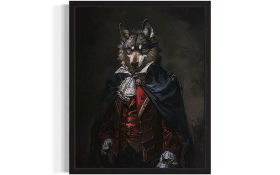 Wolf Vampire Aristocrat Gothic Dark Oil Portrait Fine Art Decor Poster