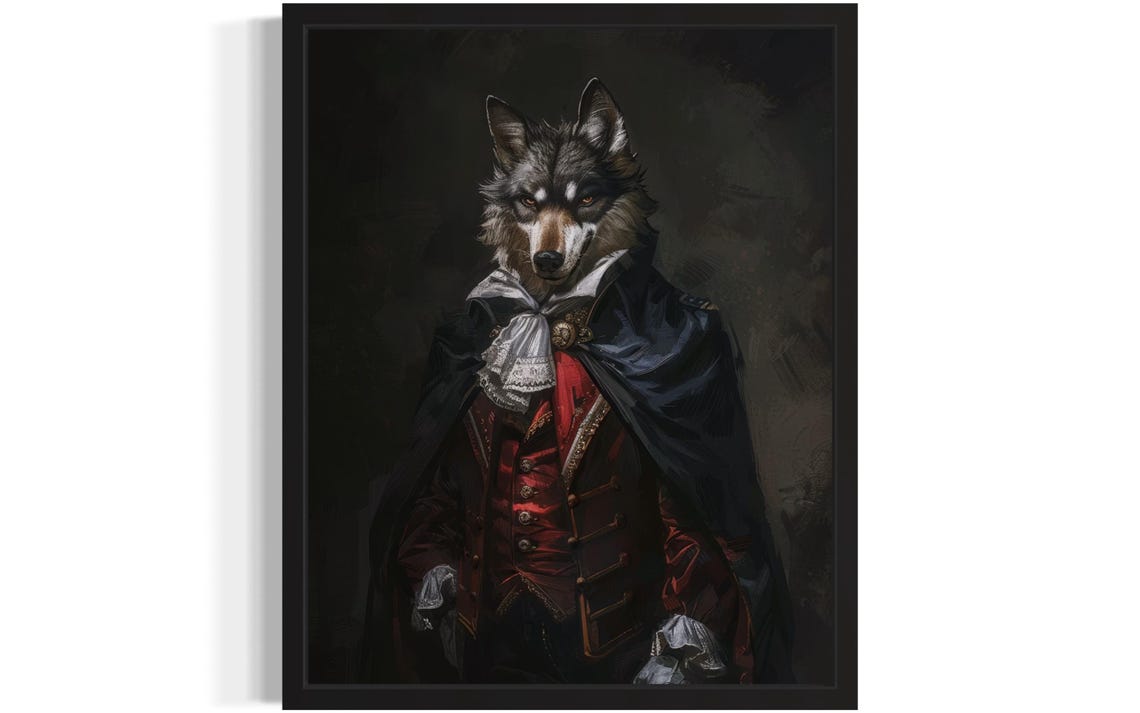 Wolf Vampire Aristocrat Gothic Dark Oil Portrait Fine Art Decor Poster