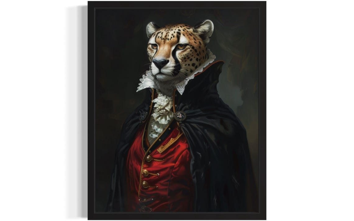 Cheetah Vampire Aristocratic Gothic Portrait Regal Art Poster