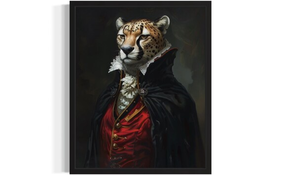 Cheetah Vampire Aristocratic Gothic Portrait Regal Art Poster