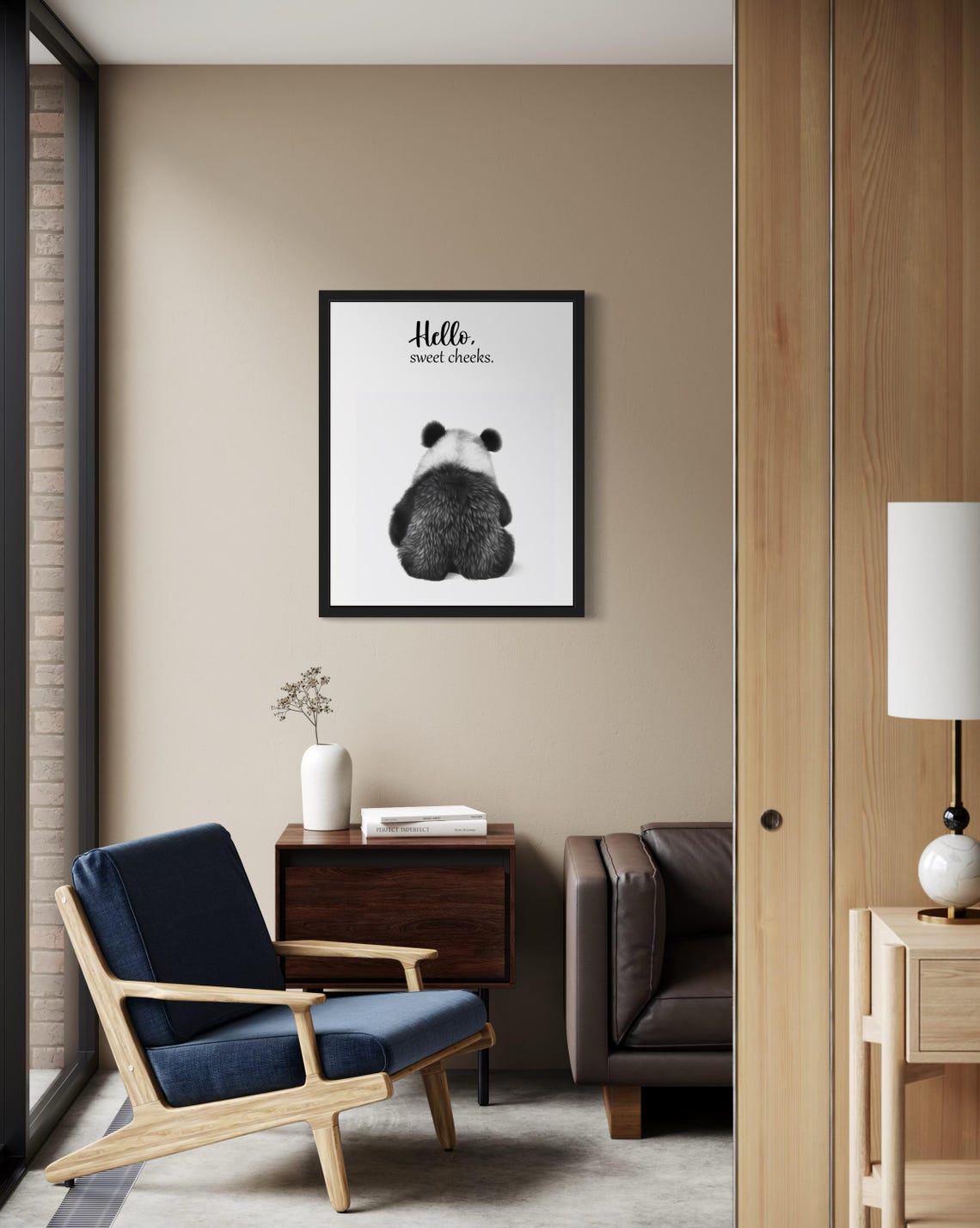 Hello Sweet Cheeks Giant Panda Sitting Bathroom Humor Poster - Image 2