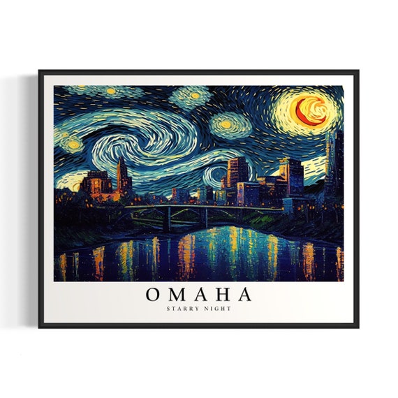 Omaha Starry Night Art Print Van Gogh Omaha Poster Wall Art Original Omaha Painting Decor